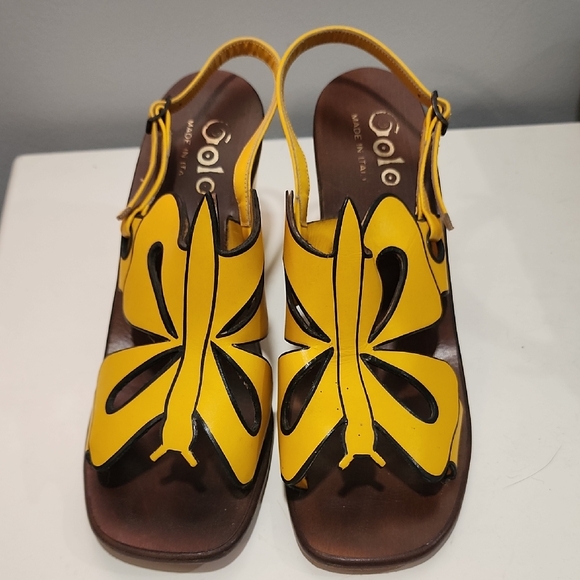 Vintage Shoes - Vintage Yellow and Brown Women's Sandals